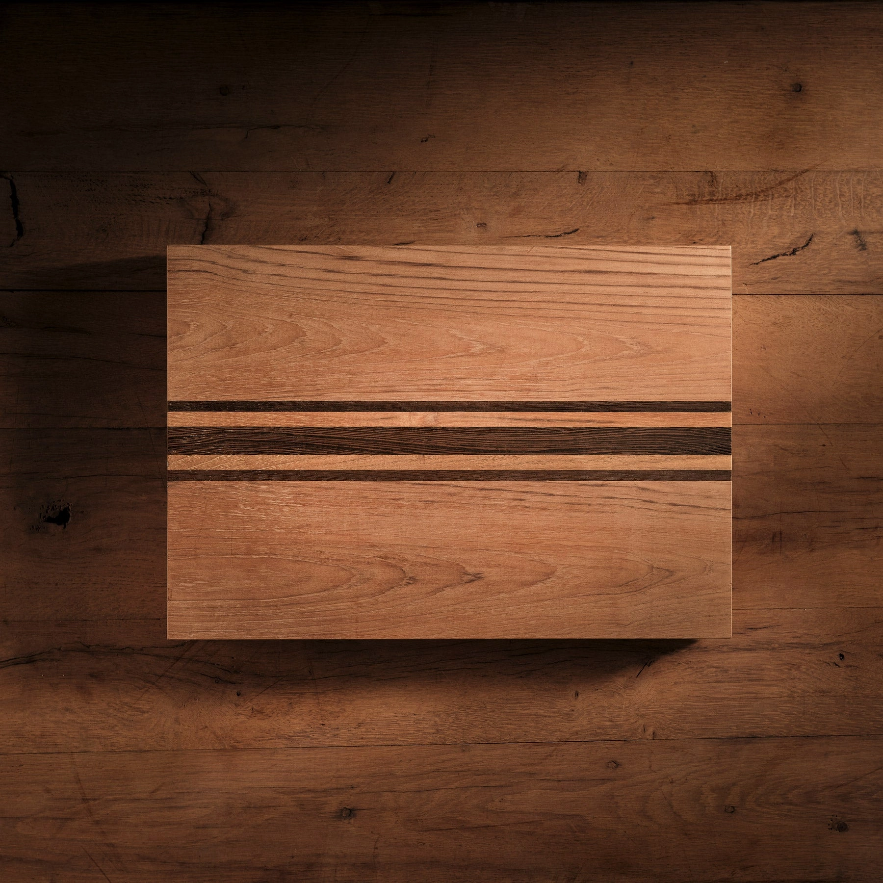 14X20 Teak Serving Board - Teak/Natural Finish with Triple Stripe
