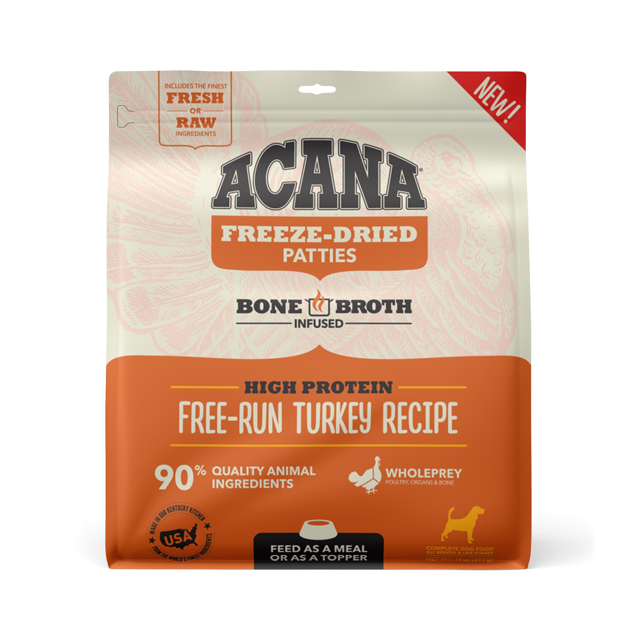 Acana Freeze-Dried Food Free-Run Turkey Recipe Patties for Dogs