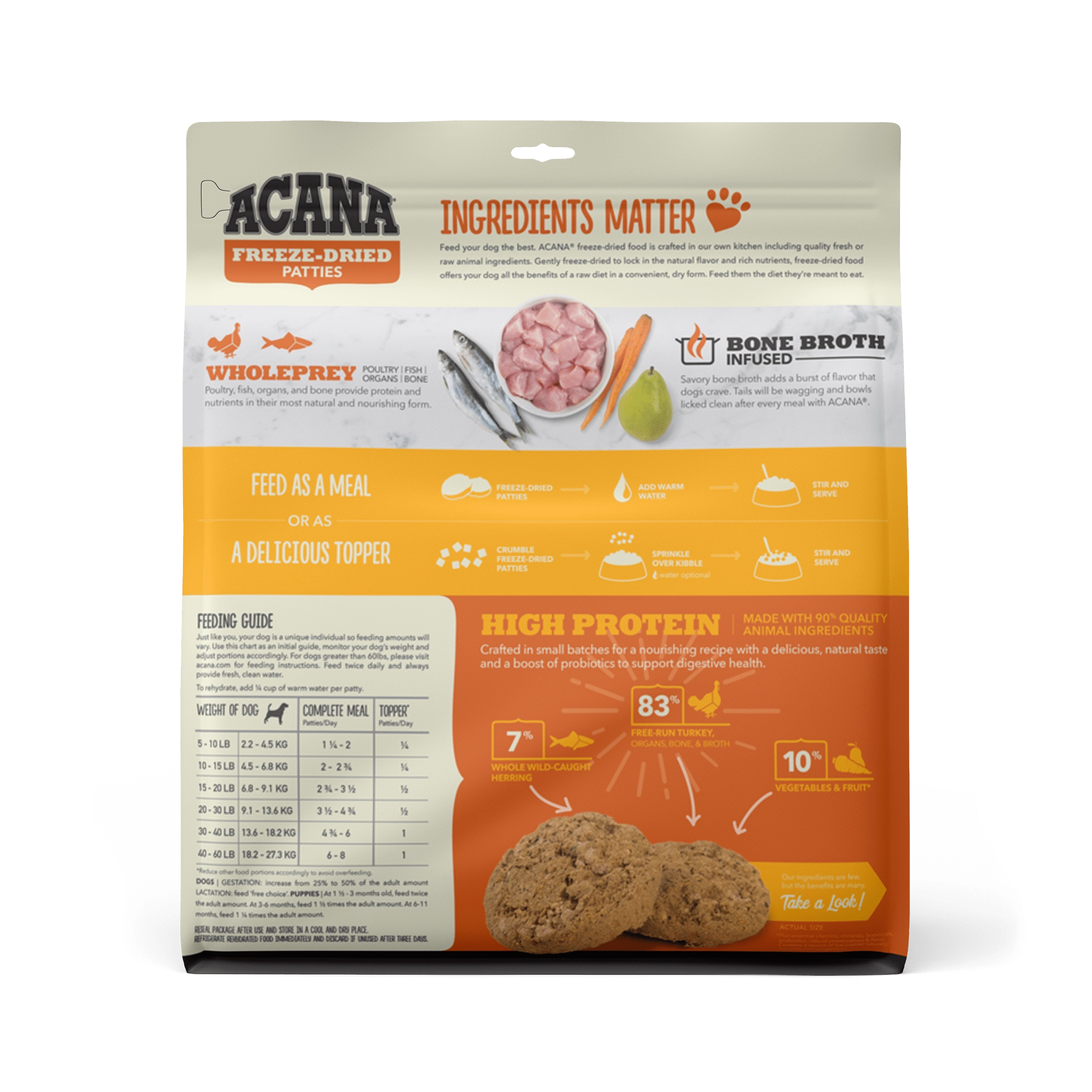 Acana Freeze-Dried Food Free-Run Turkey Recipe Patties for Dogs