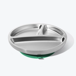 Avanchy Stainless Steel Suction Toddler Plate - Green
