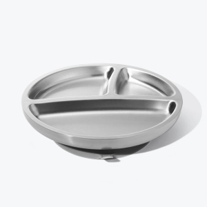Avanchy Stainless Steel Suction Toddler Plate - Grey