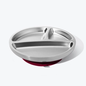 Avanchy Stainless Steel Suction Toddler Plate - Magenta