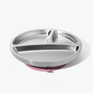 Avanchy Stainless Steel Suction Toddler Plate - Pink