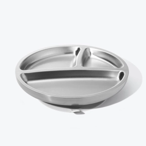 Avanchy Stainless Steel Suction Toddler Plate - White