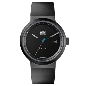 BN0279 Braun   Paul Smith Swiss made automatic watch - black dial and black rubber strap - limited edition