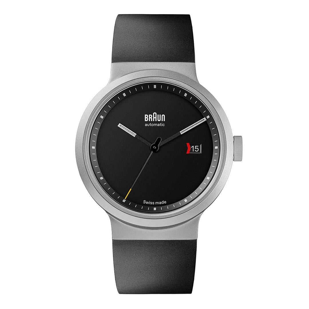 BN0279 Braun Swiss made automatic watch black dial and black rubber strap - limited edition
