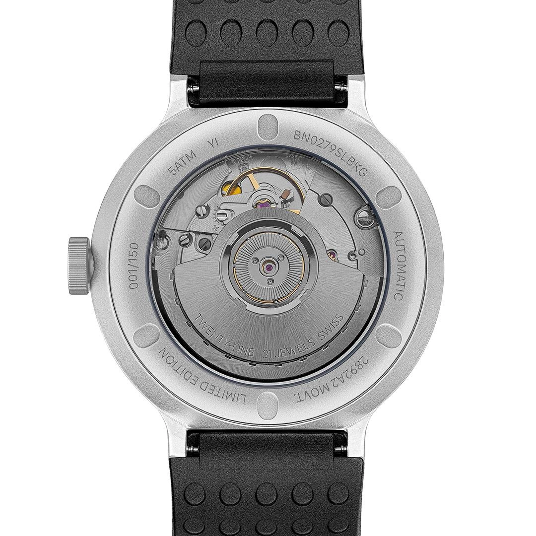 BN0279 Braun Swiss made automatic watch black dial and black rubber strap - limited edition
