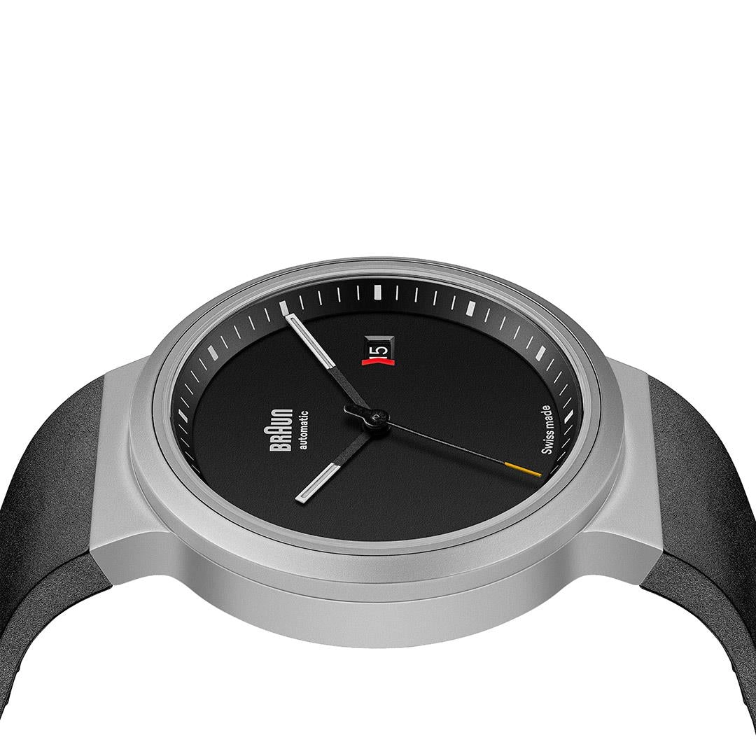 BN0279 Braun Swiss made automatic watch black dial and black rubber strap - limited edition
