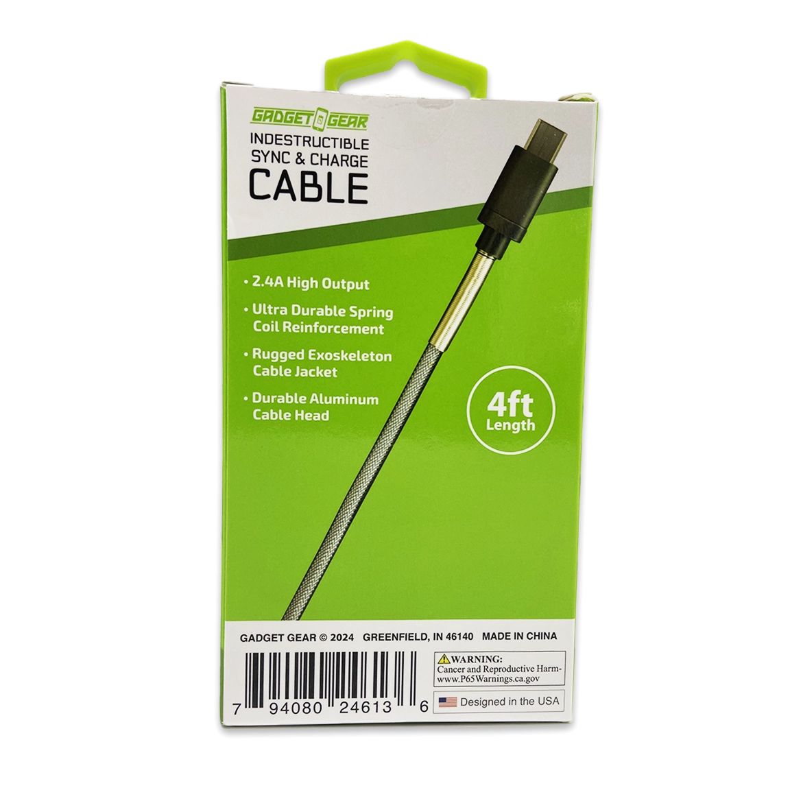 Charging Cable Indestructible USB to USB-C 4FT 2.4 Amp - 3 Pieces Per Pack 24613