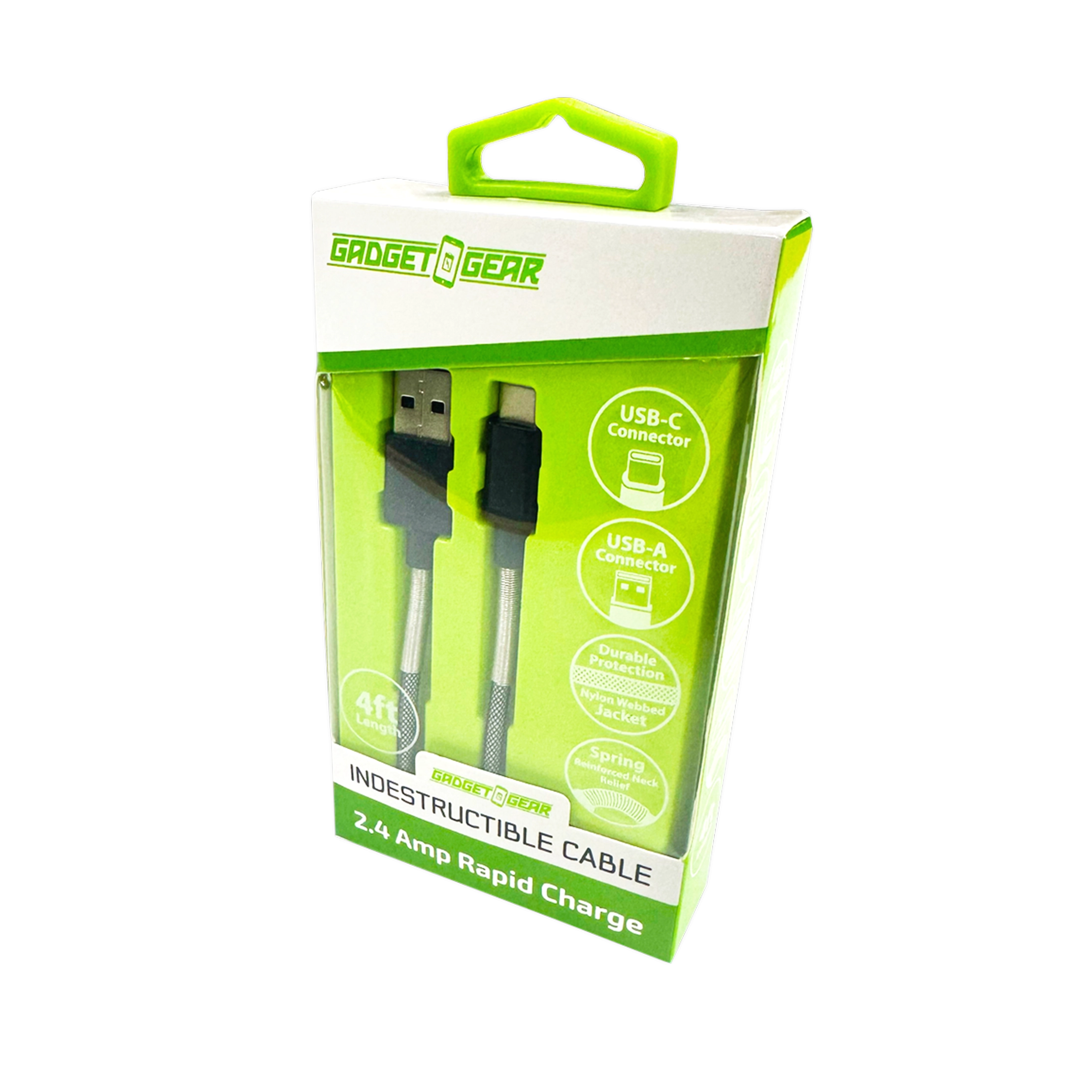 Charging Cable Indestructible USB to USB-C 4FT 2.4 Amp - 3 Pieces Per Pack 24613