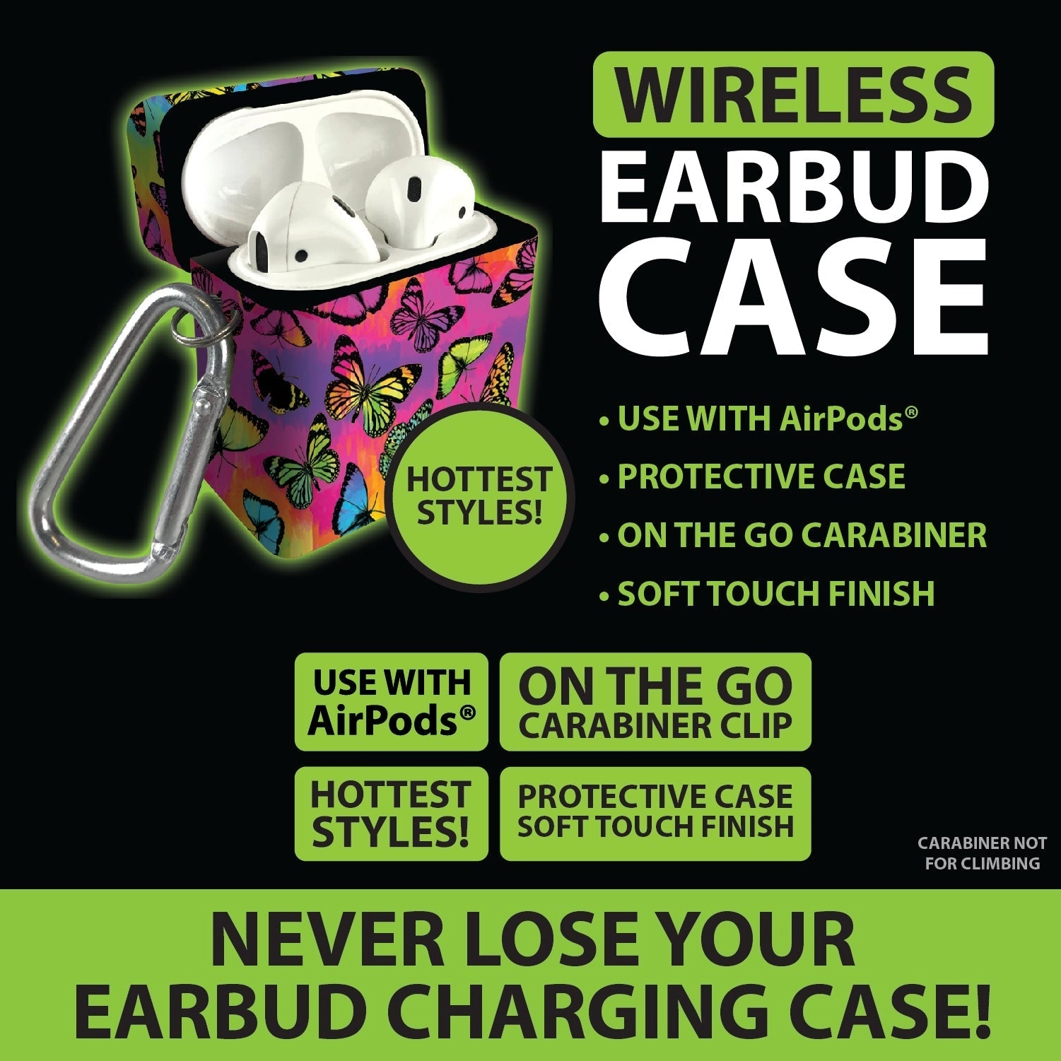 Earbud Case with Carabiner Clip - 9 Pieces Per Retail Ready Display 21785