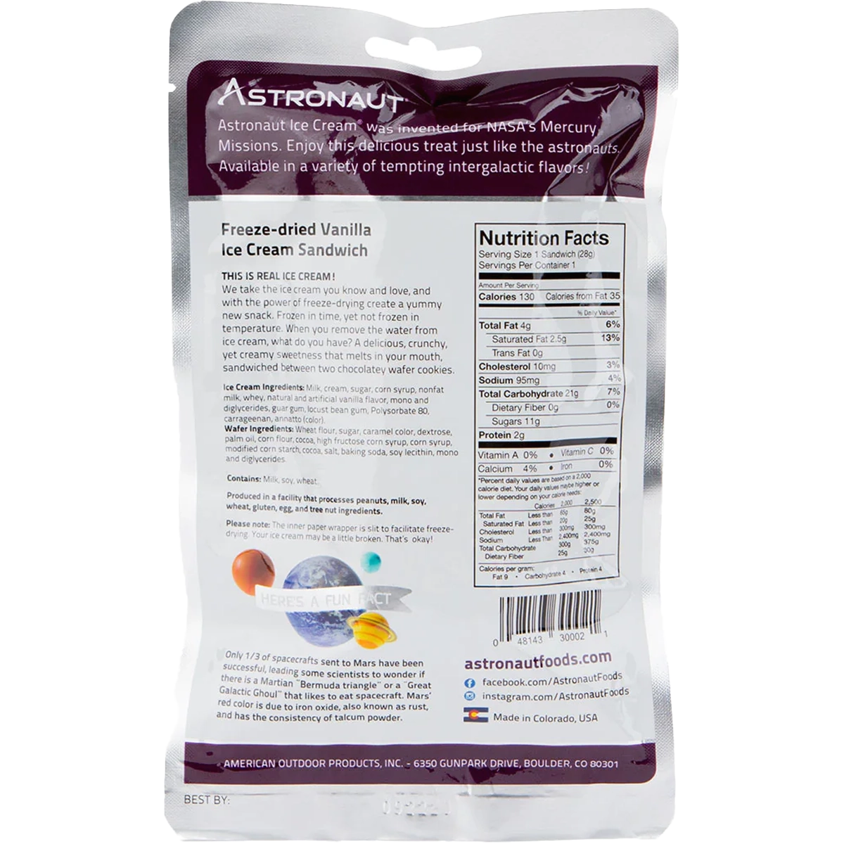 Freeze-dried Ice Cream Sandwich (1 Serving)