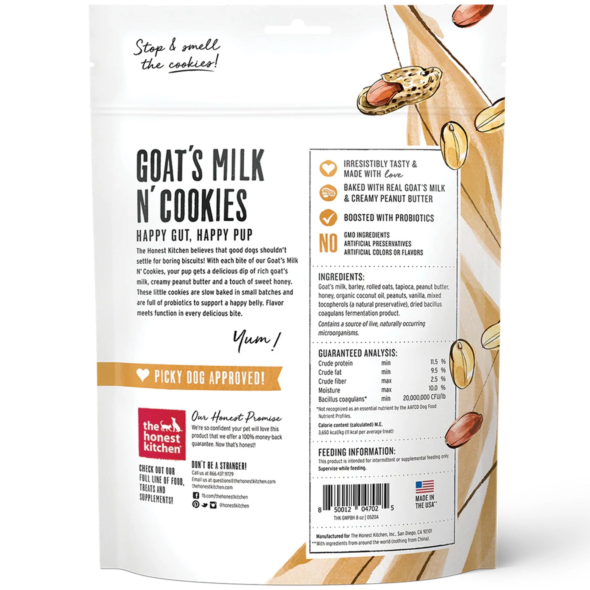 The Honest Kitchen Goat's Milk N' Cookies Peanut Butter & Honey Dog Treats
