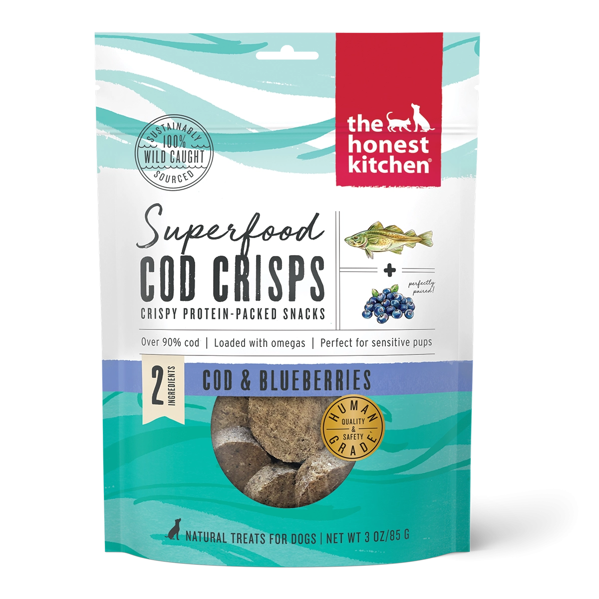 The Honest Kitchen Superfood Cod Crisps Cod & Blueberries Dog Treats
