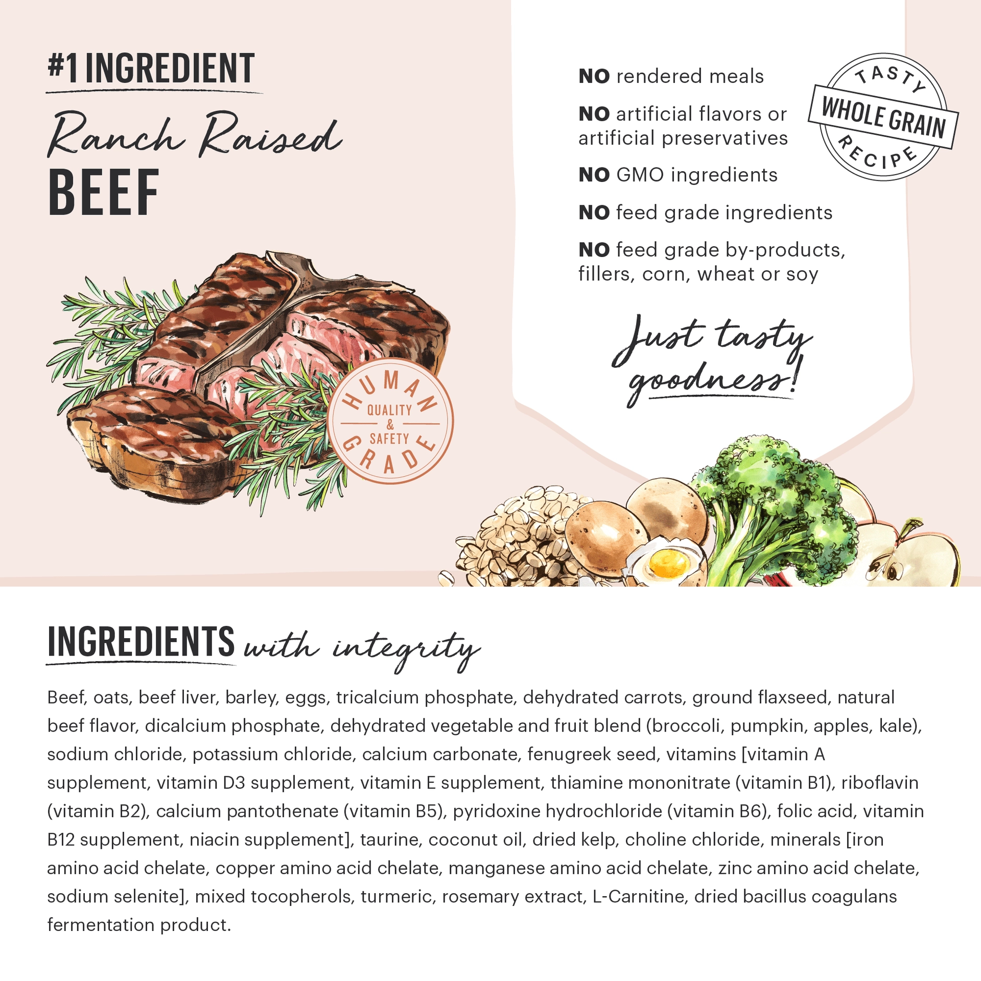 The Honest Kitchen Whole Grain Beef and Oat Recipe Clusters Dry Dog Food