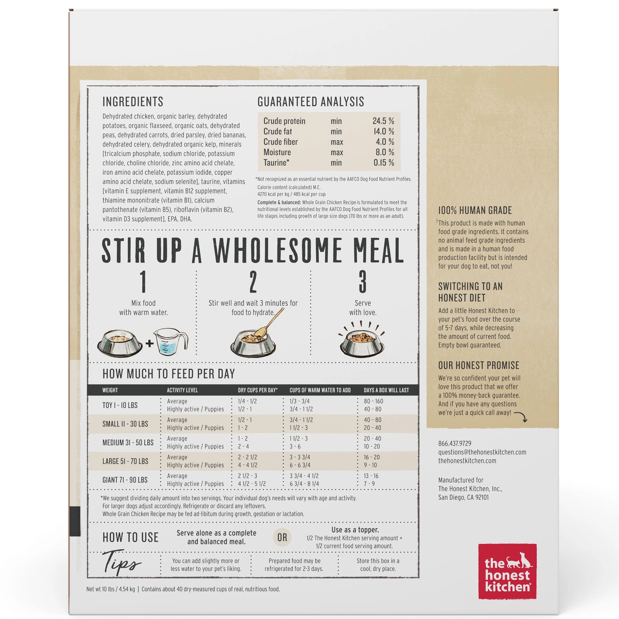 The Honest Kitchen Whole Grain Chicken Dog Food - 10lbs
