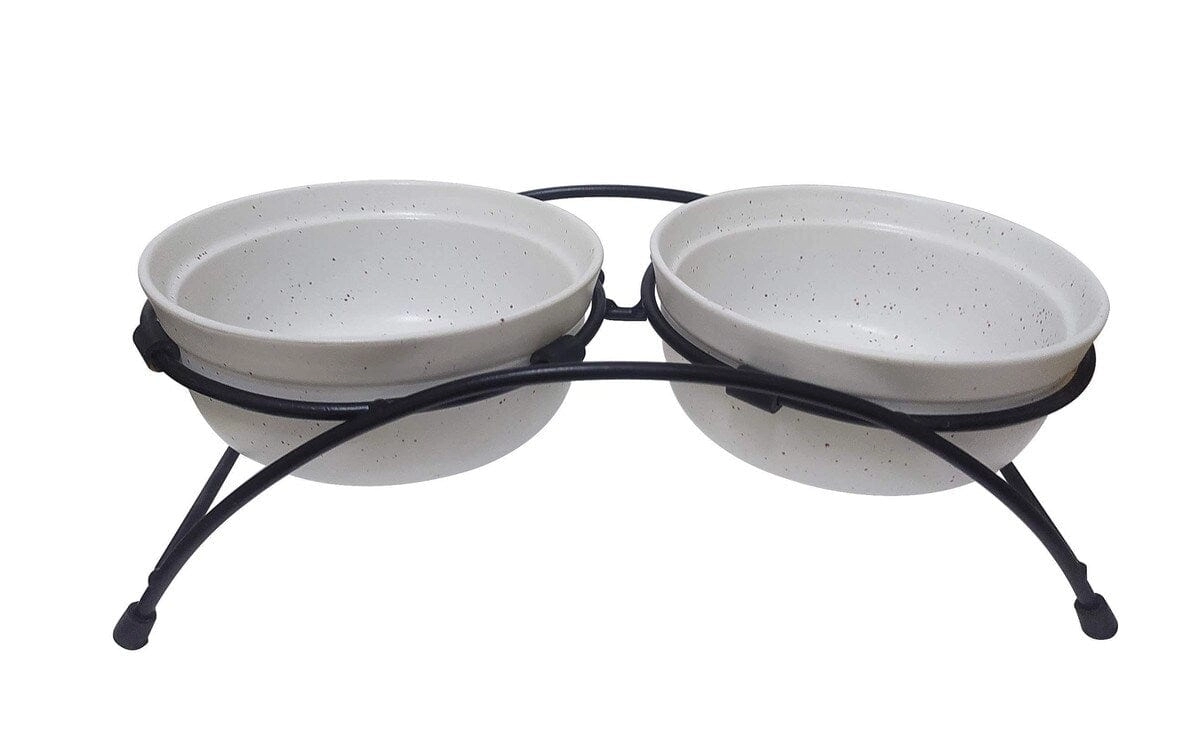 ThoozyPet Stoneware Pet Double Diner White