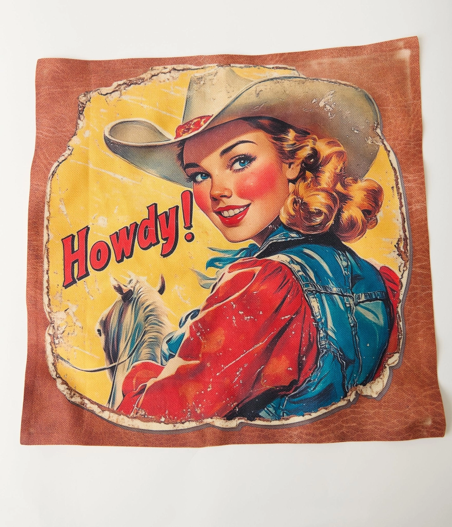 Vintage Cowgirl Howdy Throw Pillow Case
