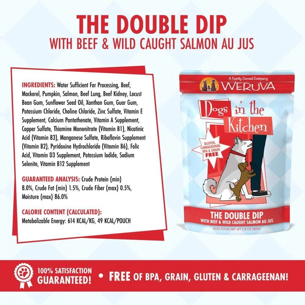 Weruva Dogs in the Kitchen The Double Dip Grain Free Beef & Salmon Dog Food Pouches